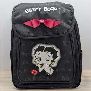 Betty Boop Black Backpack Purse Cartoon Character Kiss Print Boop Oop A Doop Bag